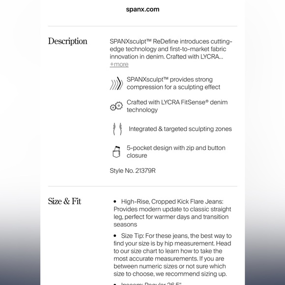 NWT SPANX Kick Flare Dark Blue Women's Jeans - Picture 3 of 6